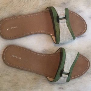 Land’s End green and tan Sandals.